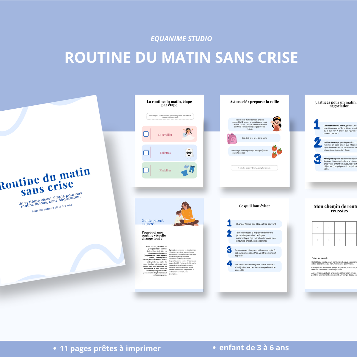 Routine du matin sans crise
Kit visuel de routine du matin pour enfant de 3 à 6 ans