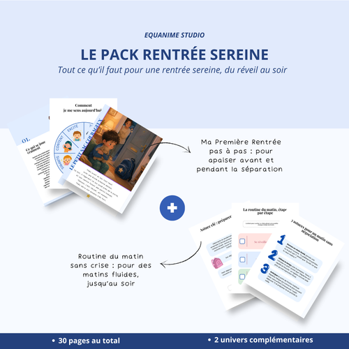 Pack Rentrée Sereine
Pack de deux kits numériques pour préparer la rentrée et faciliter la routine du matin 