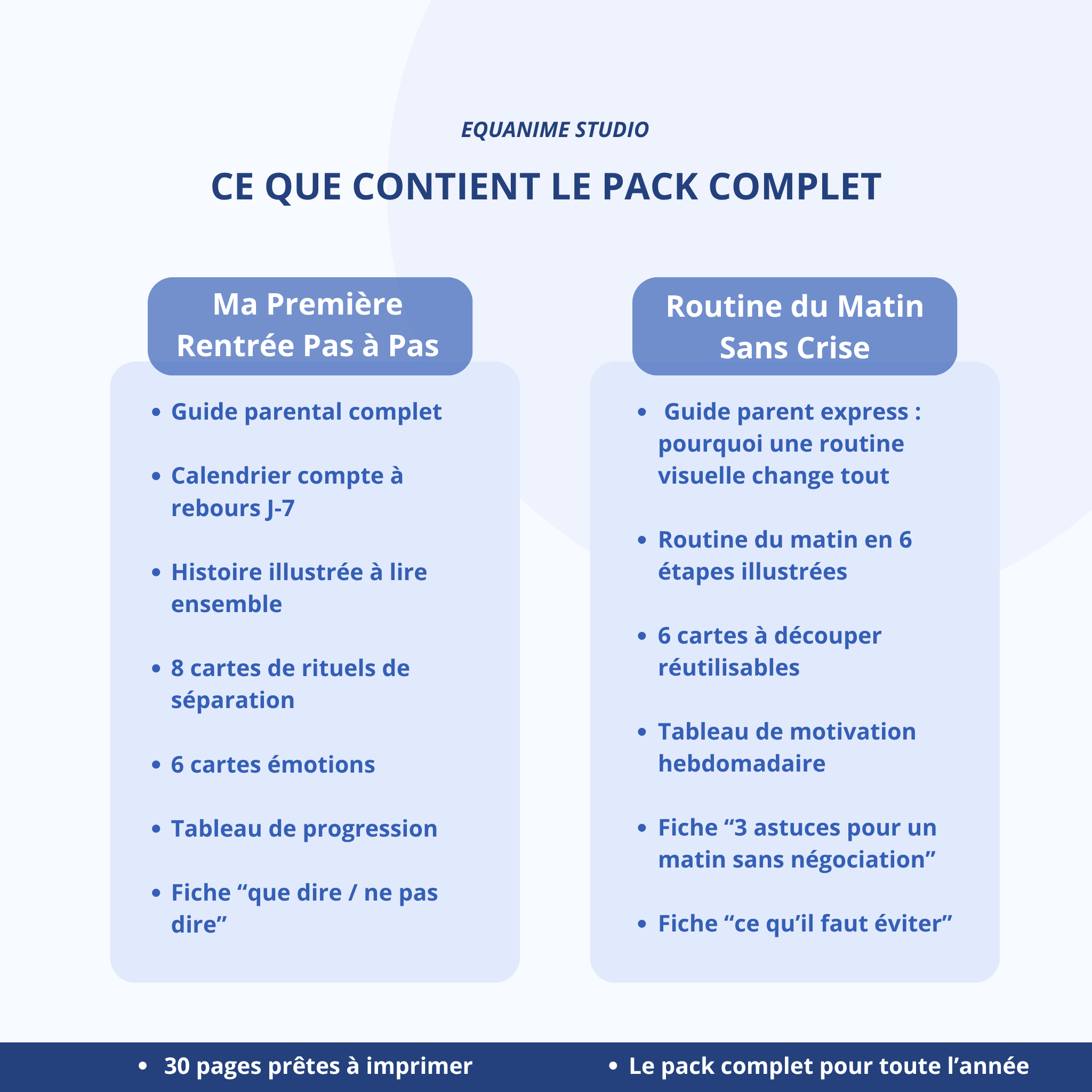 Pack Rentrée Sereine
Pack de deux kits numériques pour préparer la rentrée et faciliter la routine du matin 