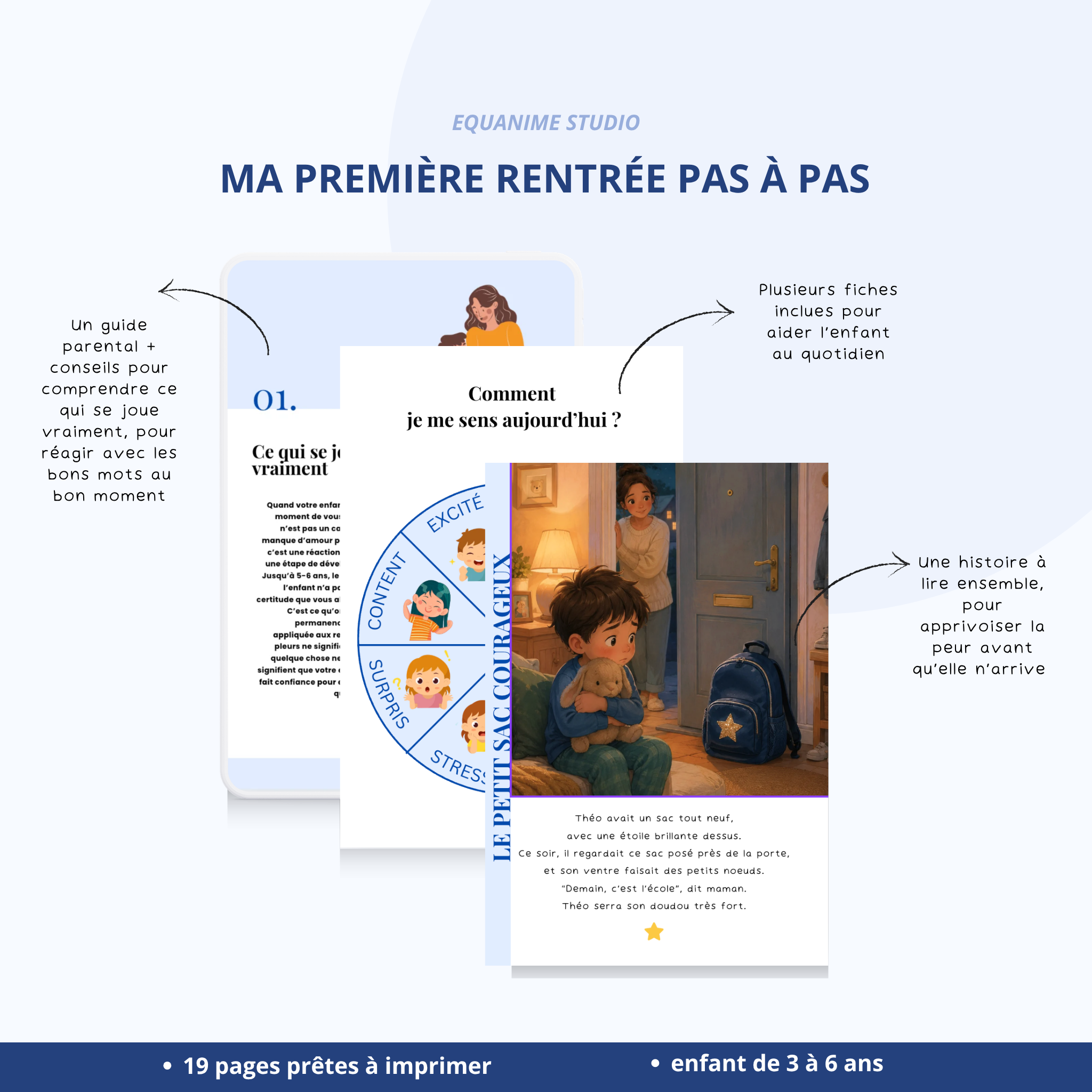 Ma première rentrée pas à pas
Kit numérique pour préparer la première rentrée scolaire d'un enfant, contenant une histoire, des fiches et un guide parental